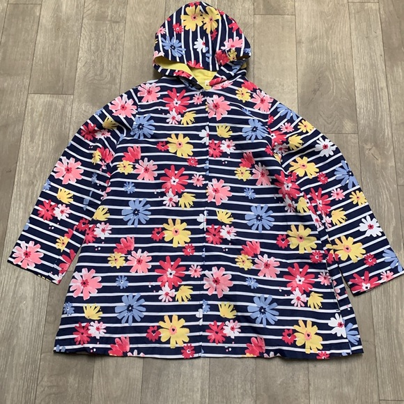 Kids Gymboree Floral Striped‎ Hooded Rain Jacket - Picture 1 of 9